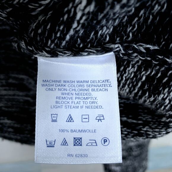 Lands End Marled Drifter Sweater Gray Black Ribbed Womens Large Petite LP 14 16 - Picture 7 of 7